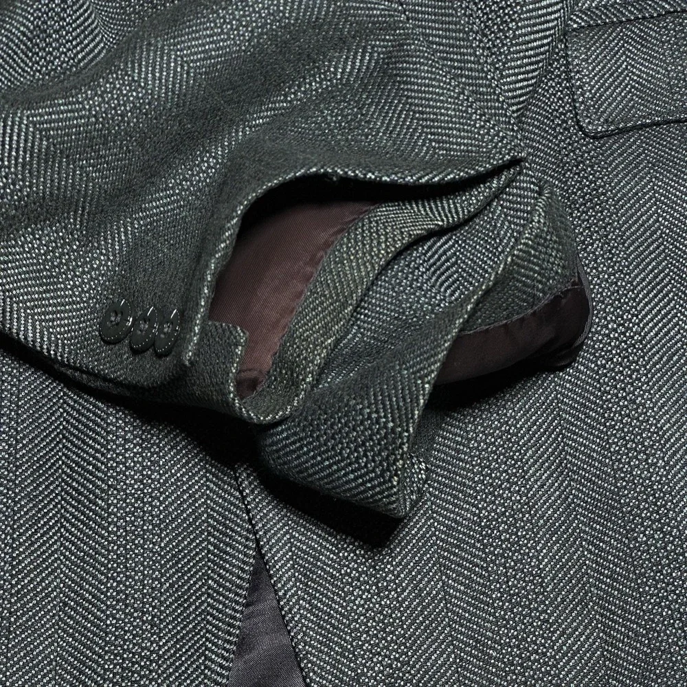 Vintage Circle S Sportscoat Blazer 48L Western Silk‎ Blend Herringbone USA Made